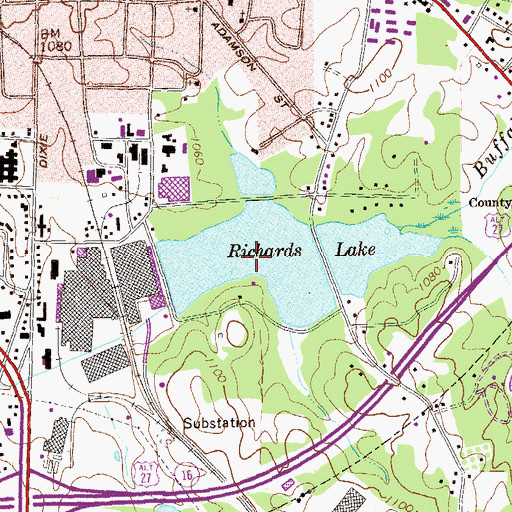 Topographic Map of Richards Lake, GA