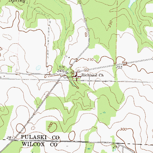 Topographic Map of Richland Church, GA