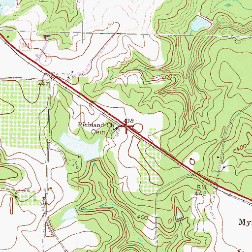 Topographic Map of Richland Church, GA