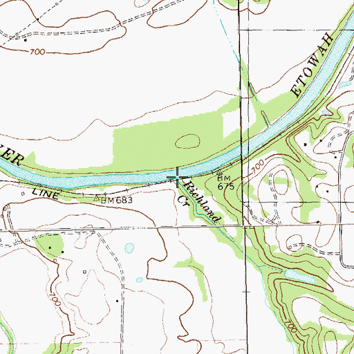 Topographic Map of Richland Creek, GA
