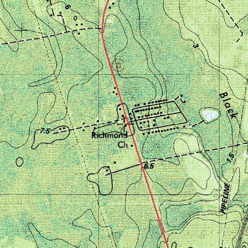 Topographic Map of Richmond Church, GA