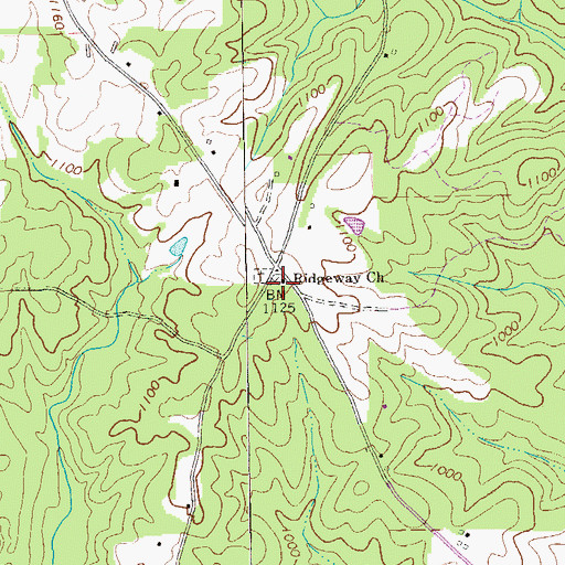 Topographic Map of Ridgeway Methodist Church, GA