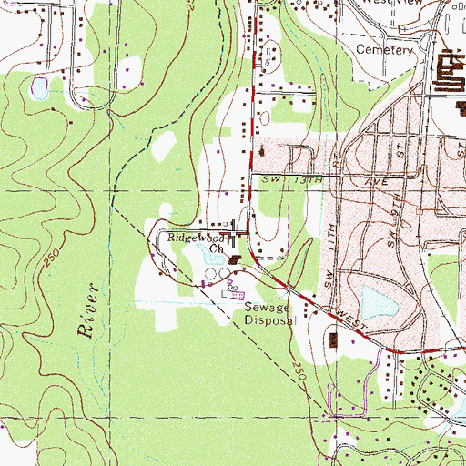 Topographic Map of Ridgewood Church, GA