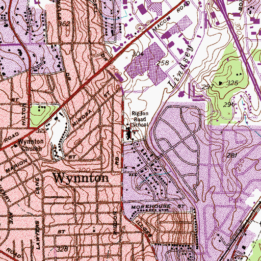 Topographic Map of Rigdon Road School, GA