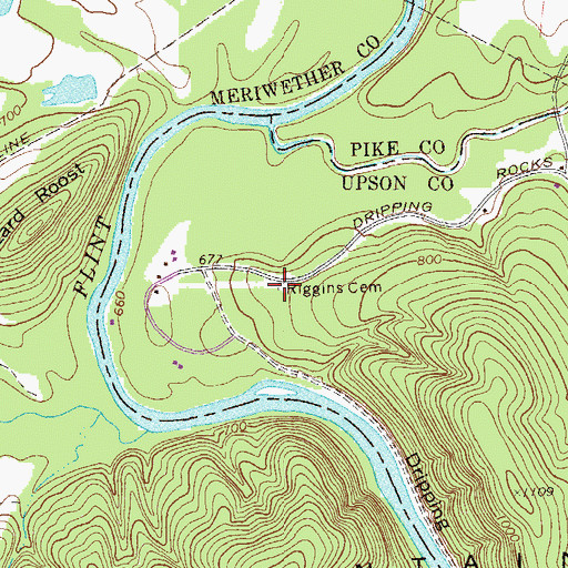 Topographic Map of Riggins Cemetery, GA