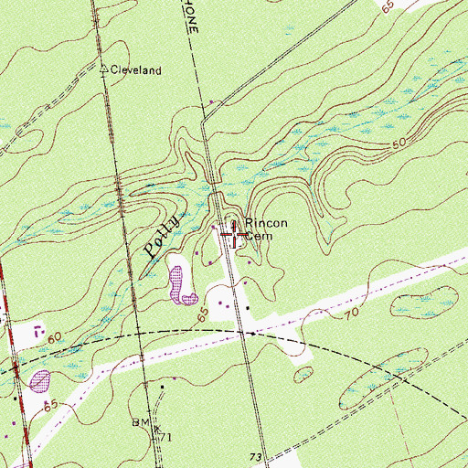 Topographic Map of Rincon Cemetery, GA