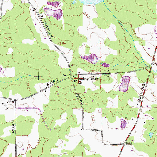 Topographic Map of Rising Star Church, GA