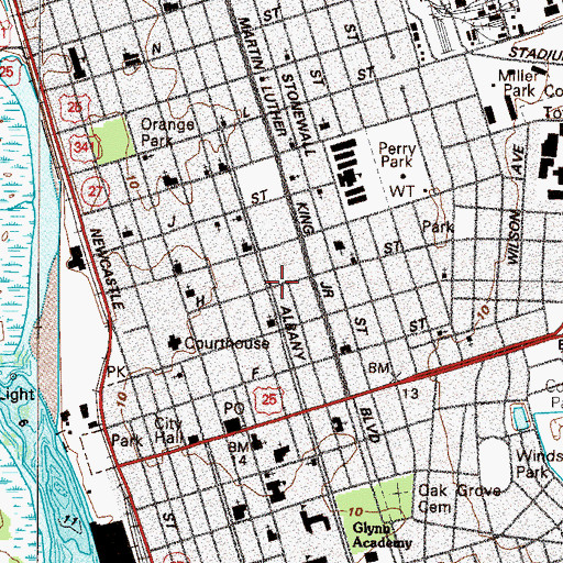 Topographic Map of Risley School, GA