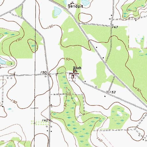 Topographic Map of Ritch Church, GA