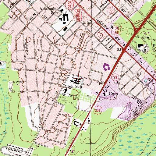 Topographic Map of Ritch School, GA