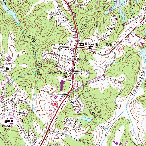 Topographic Map of River Bend Church, GA