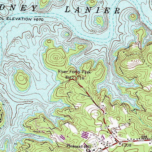 Topographic Map of River Forks Park, GA