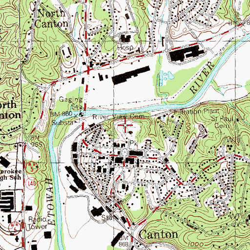 Topographic Map of River View Cemetery, GA