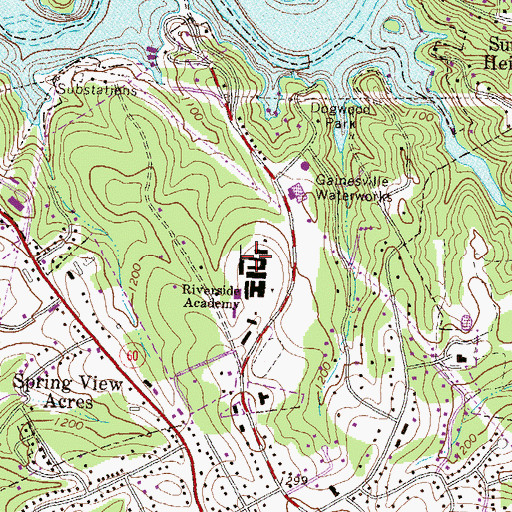 Topographic Map of Riverside Military Academy, GA
