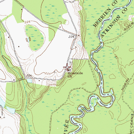 Topographic Map of Riverside Church, GA