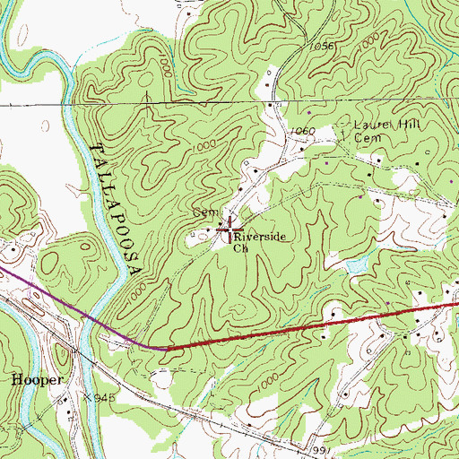 Topographic Map of Riverside Church, GA