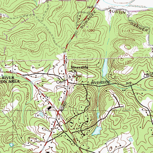 Topographic Map of Riverside Church, GA