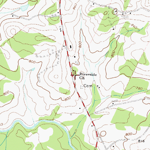 Topographic Map of Riverside Church, GA