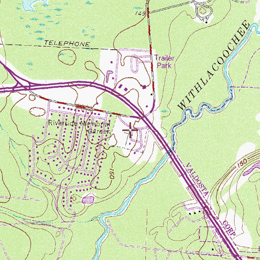 Topographic Map of Riverview Memorial Garden, GA
