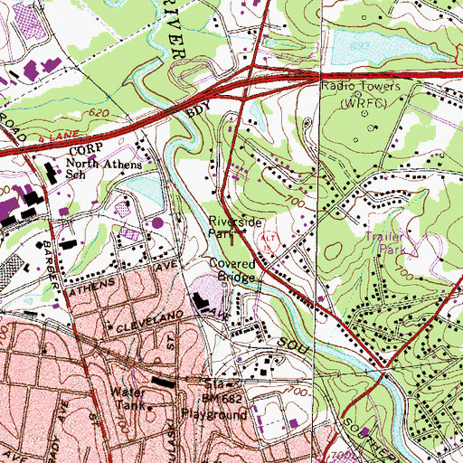 Topographic Map of Riverside Park, GA