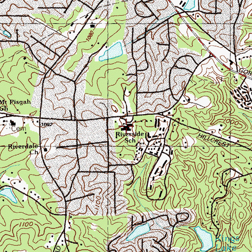 Topographic Map of Riverside School, GA