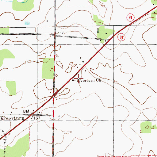 Topographic Map of Riverturn Church, GA