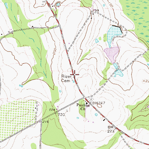 Topographic Map of Rizer Cemetery, GA