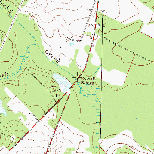 Topographic Map of Roberts Bridge, GA