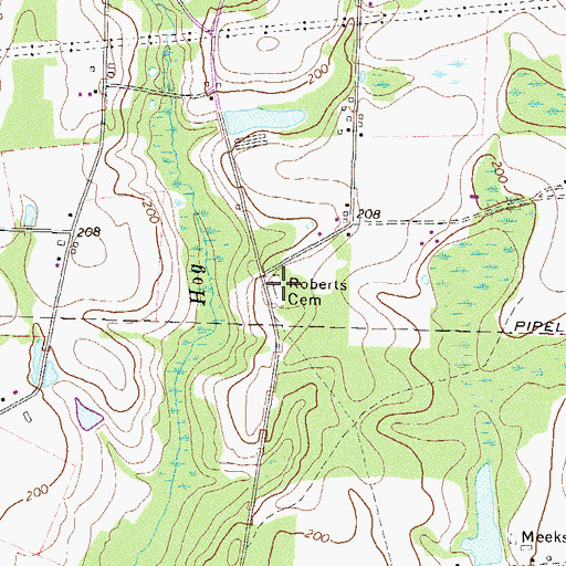 Topographic Map of Roberts Cemetery, GA