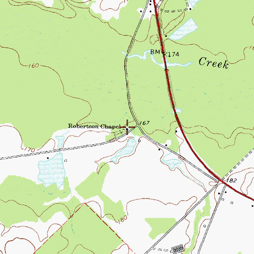 Topographic Map of Robertson Chapel, GA