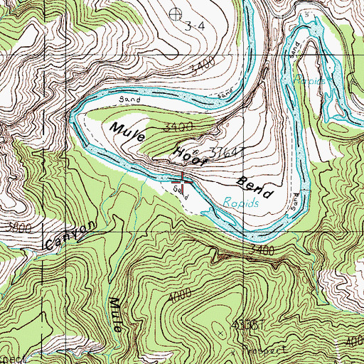 Topographic Map of Mule Hoof Bend, AZ