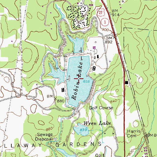 Topographic Map of Robin Lake, GA