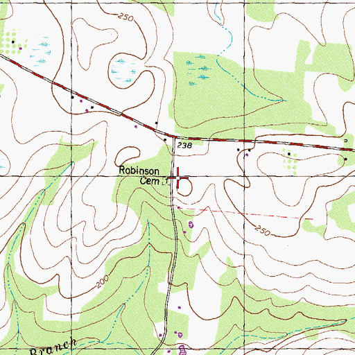 Topographic Map of Robinson Cemetery, GA