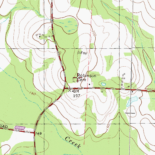 Topographic Map of Robinson Cemetery, GA