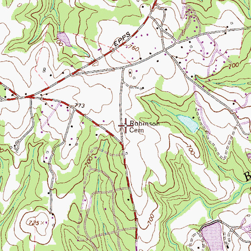 Topographic Map of Robinson Cemetery, GA