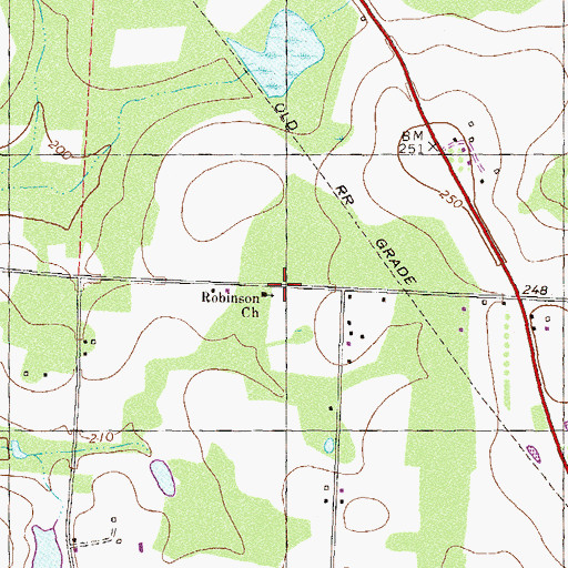 Topographic Map of Robinson Church, GA