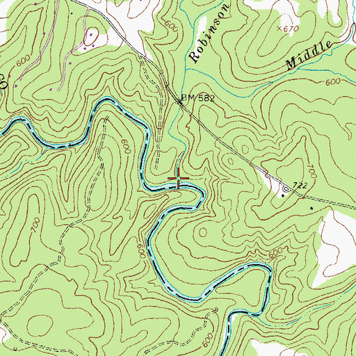 Topographic Map of Robinson Creek, GA