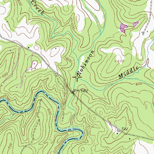 Topographic Map of Robinson Creek, GA