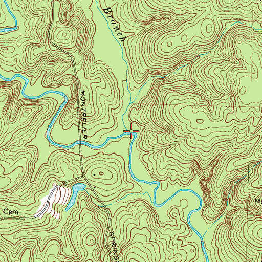 Topographic Map of Rock Branch, GA