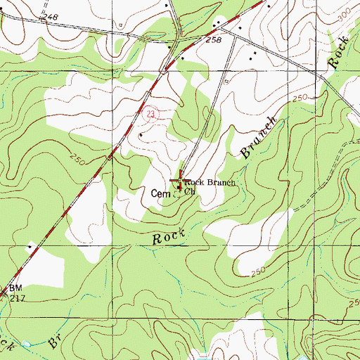 Topographic Map of Rock Branch Church, GA