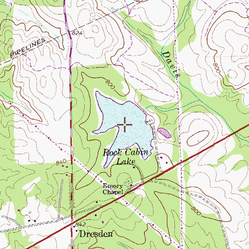Topographic Map of Rock Cabin Lake, GA