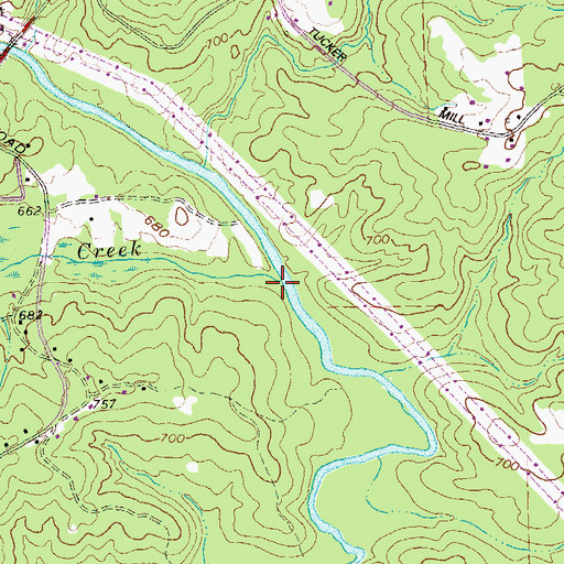 Topographic Map of Rock Creek, GA
