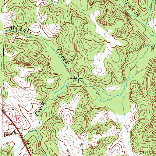 Topographic Map of Rock Creek, GA