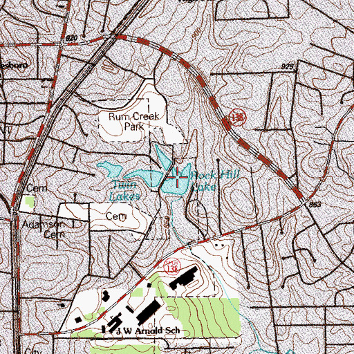 Topographic Map of Rock Hill Lake, GA