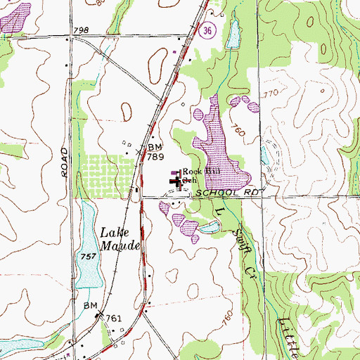 Topographic Map of Rock Hill School, GA