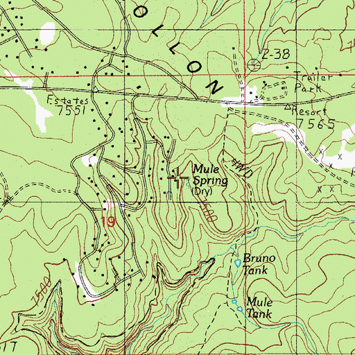 Topographic Map of Mule Spring, AZ