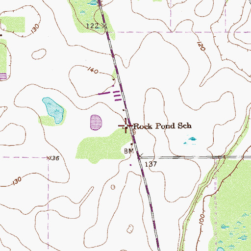 Topographic Map of Rock Pond School, GA