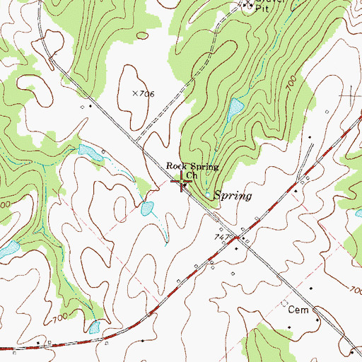 Topographic Map of Rock Spring Church, GA
