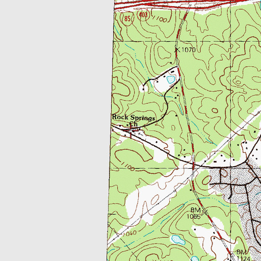 Topographic Map of Rock Springs Church, GA