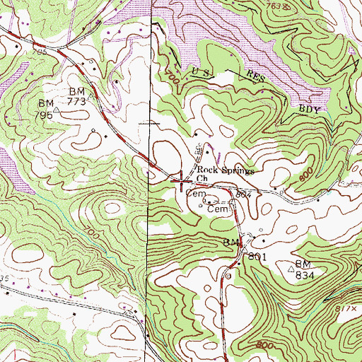 Topographic Map of Rock Springs Church, GA